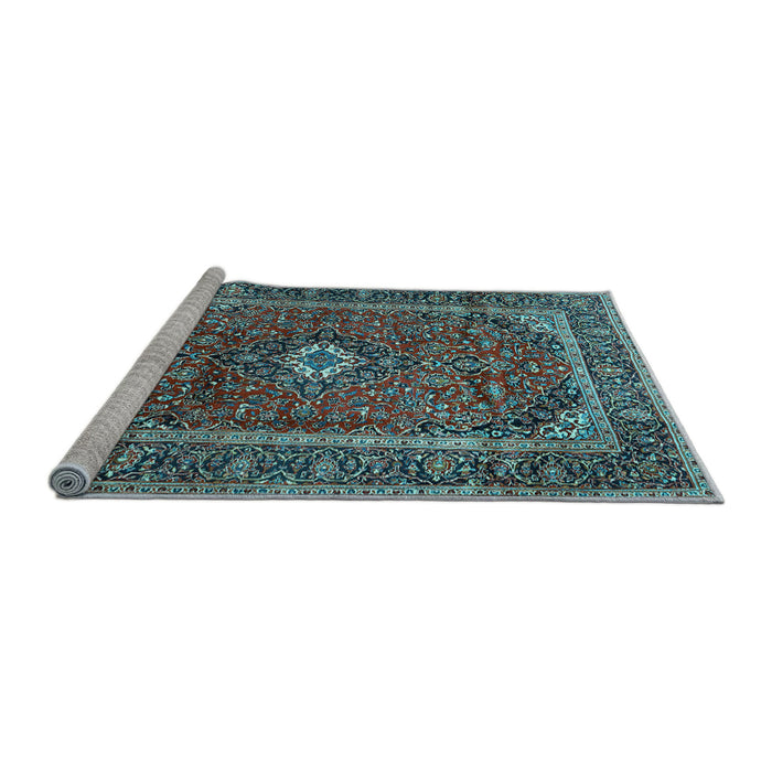Sideview of Machine Washable Persian Light Blue Traditional Rug, wshtr1380lblu