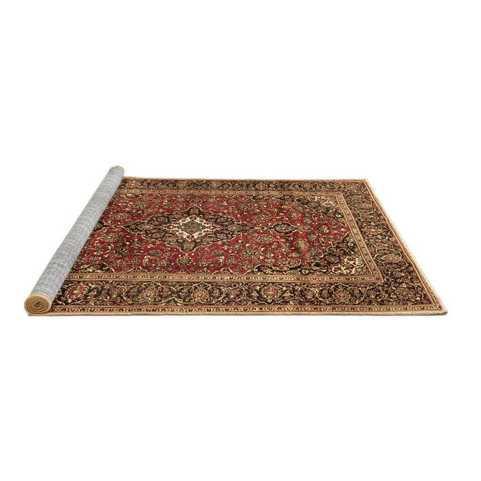Sideview of Machine Washable Persian Brown Traditional Rug, wshtr1380brn
