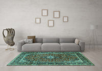 Machine Washable Persian Turquoise Traditional Rug, wshtr1380turq