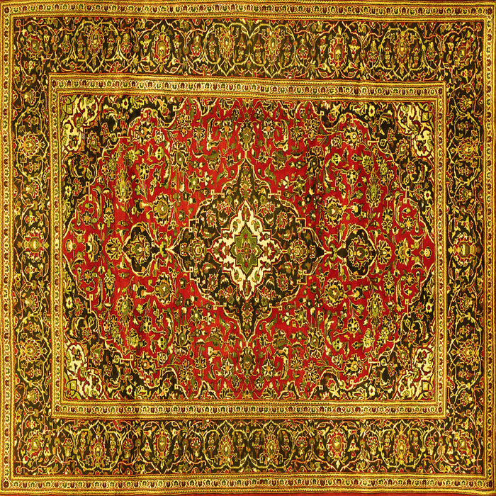 Square Machine Washable Persian Yellow Traditional Rug, wshtr1380yw