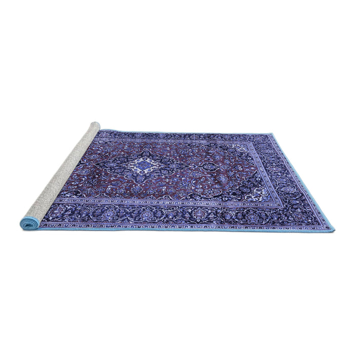 Sideview of Machine Washable Persian Blue Traditional Rug, wshtr1380blu