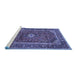 Sideview of Machine Washable Persian Blue Traditional Rug, wshtr1380blu