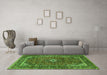 Machine Washable Persian Green Traditional Area Rugs in a Living Room,, wshtr1380grn