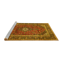 Sideview of Machine Washable Persian Yellow Traditional Rug, wshtr1380yw