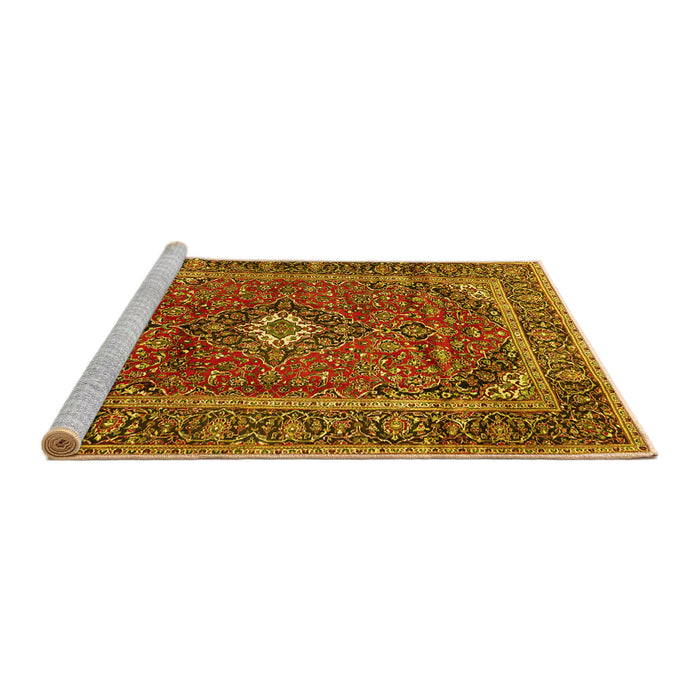 Sideview of Machine Washable Persian Yellow Traditional Rug, wshtr1380yw
