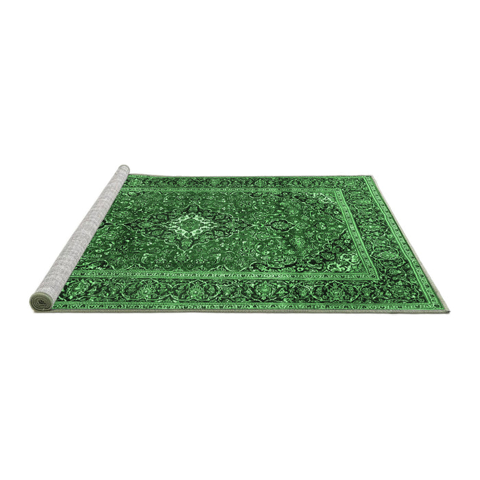 Sideview of Machine Washable Persian Emerald Green Traditional Area Rugs, wshtr1380emgrn