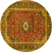 Round Persian Yellow Traditional Rug, tr1380yw