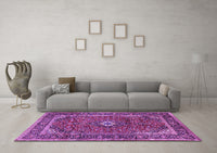 Machine Washable Persian Purple Traditional Rug, wshtr1380pur