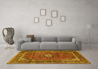 Machine Washable Persian Yellow Traditional Rug, wshtr1380yw