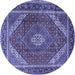 Round Machine Washable Persian Blue Traditional Rug, wshtr1381blu