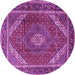 Round Machine Washable Persian Purple Traditional Area Rugs, wshtr1381pur