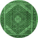 Round Persian Emerald Green Traditional Rug, tr1381emgrn