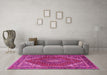 Machine Washable Persian Pink Traditional Rug in a Living Room, wshtr1381pnk