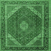 Square Machine Washable Persian Emerald Green Traditional Area Rugs, wshtr1381emgrn