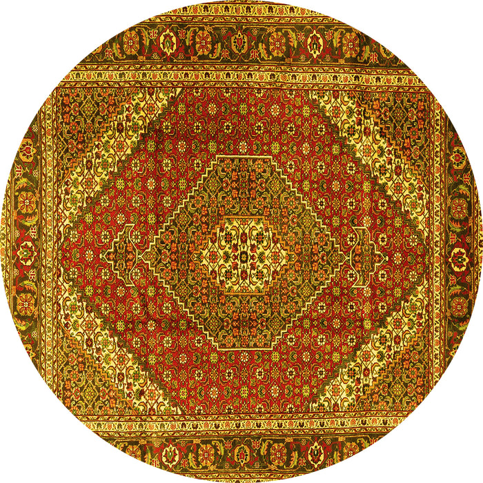 Round Persian Yellow Traditional Rug, tr1381yw