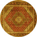 Round Persian Yellow Traditional Rug, tr1381yw