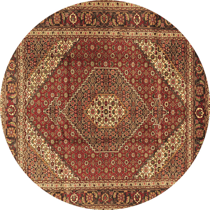 Round Persian Brown Traditional Rug, tr1381brn