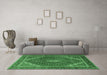 Machine Washable Persian Emerald Green Traditional Area Rugs in a Living Room,, wshtr1381emgrn