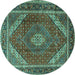 Round Persian Turquoise Traditional Rug, tr1381turq