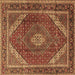 Square Machine Washable Persian Brown Traditional Rug, wshtr1381brn