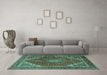 Machine Washable Persian Turquoise Traditional Area Rugs in a Living Room,, wshtr1381turq