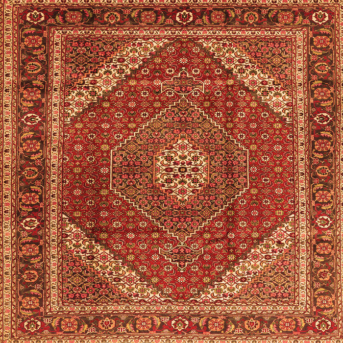 Round Machine Washable Persian Orange Traditional Area Rugs, wshtr1381org