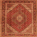 Round Machine Washable Persian Orange Traditional Area Rugs, wshtr1381org