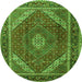 Square Persian Green Traditional Rug, tr1381grn