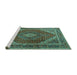 Sideview of Machine Washable Persian Turquoise Traditional Area Rugs, wshtr1381turq