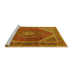 Sideview of Machine Washable Persian Yellow Traditional Rug, wshtr1381yw