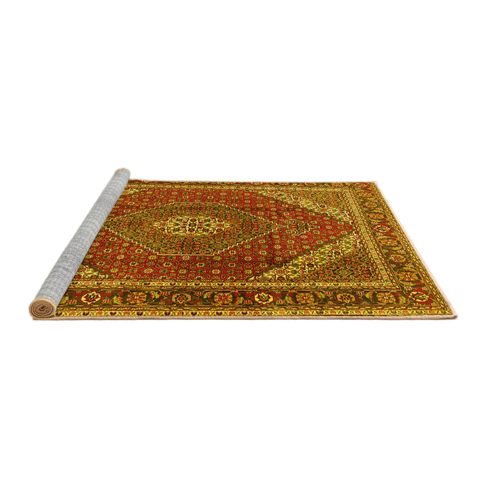 Sideview of Machine Washable Persian Yellow Traditional Rug, wshtr1381yw