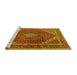 Sideview of Machine Washable Persian Yellow Traditional Rug, wshtr1381yw