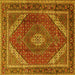 Square Machine Washable Persian Yellow Traditional Rug, wshtr1381yw