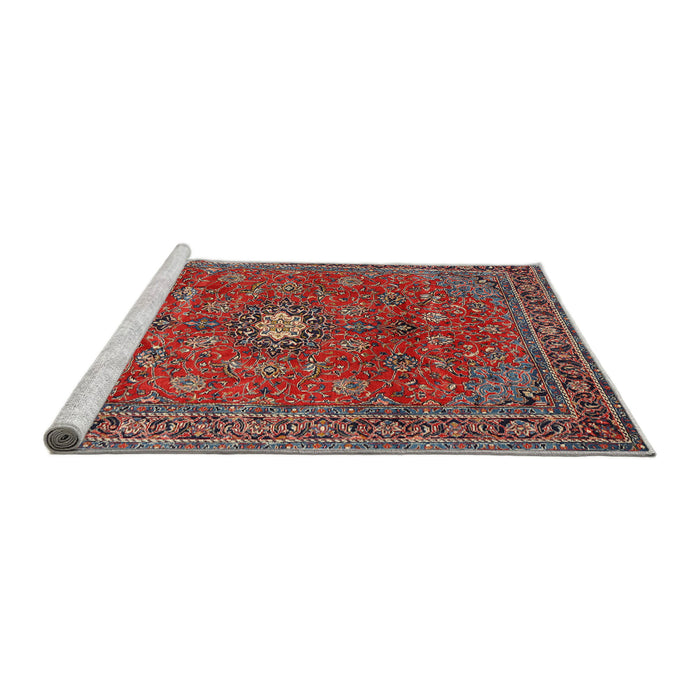 Sideview of Machine Washable Traditional Tomato Red Rug, wshtr1382