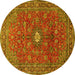 Round Machine Washable Persian Yellow Traditional Rug, wshtr1382yw