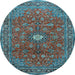 Round Persian Light Blue Traditional Rug, tr1382lblu