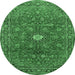 Round Persian Emerald Green Traditional Rug, tr1382emgrn