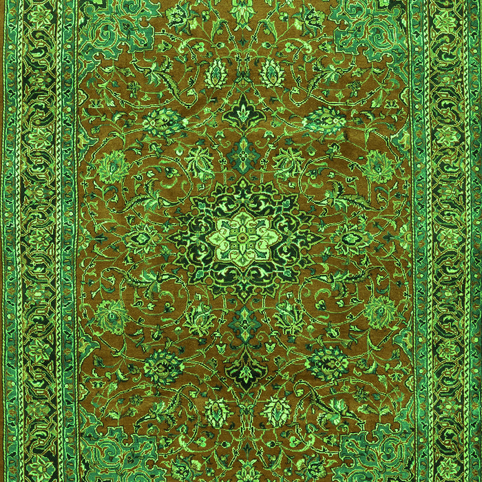 Serging Thickness of Machine Washable Persian Green Traditional Area Rugs, wshtr1382grn