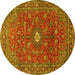 Round Persian Yellow Traditional Rug, tr1382yw