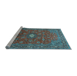 Sideview of Machine Washable Persian Light Blue Traditional Rug, wshtr1382lblu