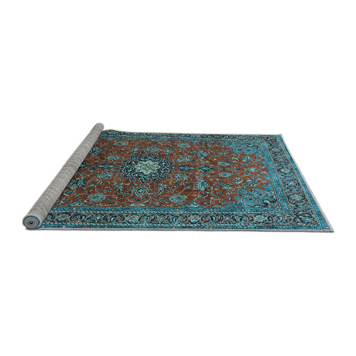 Sideview of Machine Washable Persian Light Blue Traditional Rug, wshtr1382lblu