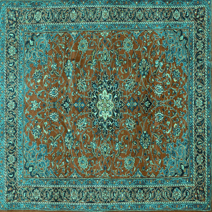 Square Persian Turquoise Traditional Rug, tr1382turq