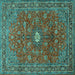 Square Persian Turquoise Traditional Rug, tr1382turq