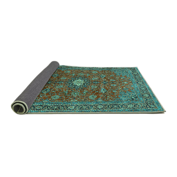 Sideview of Persian Turquoise Traditional Rug, tr1382turq