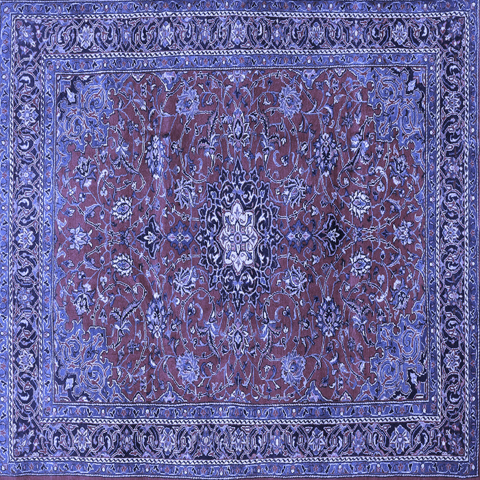 Square Machine Washable Persian Blue Traditional Rug, wshtr1382blu