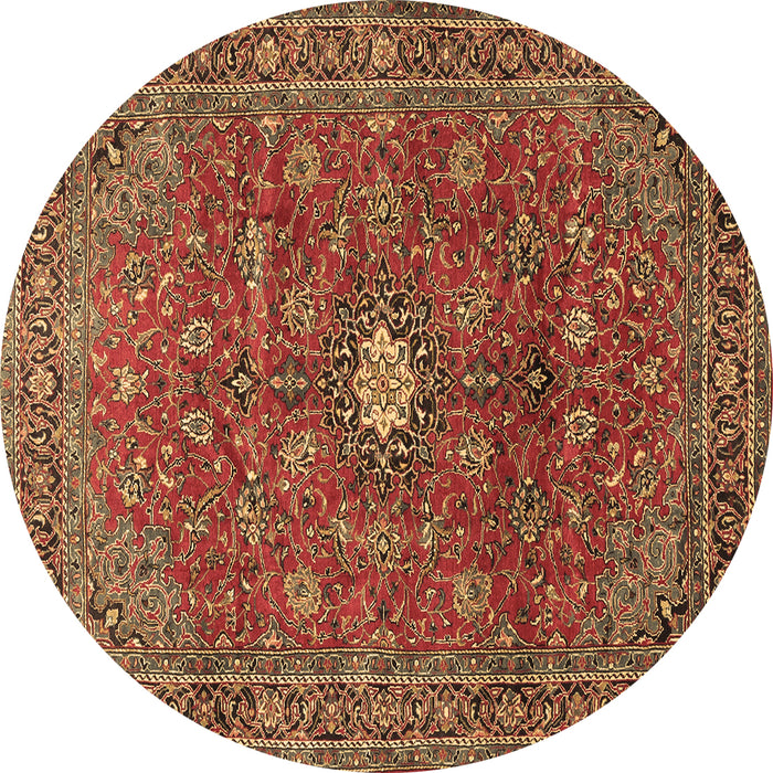 Round Persian Brown Traditional Rug, tr1382brn