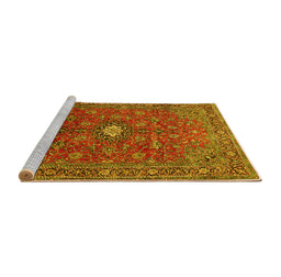 Sideview of Machine Washable Persian Yellow Traditional Rug, wshtr1382yw
