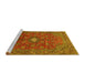 Sideview of Machine Washable Persian Yellow Traditional Rug, wshtr1382yw