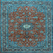 Square Machine Washable Persian Light Blue Traditional Rug, wshtr1382lblu