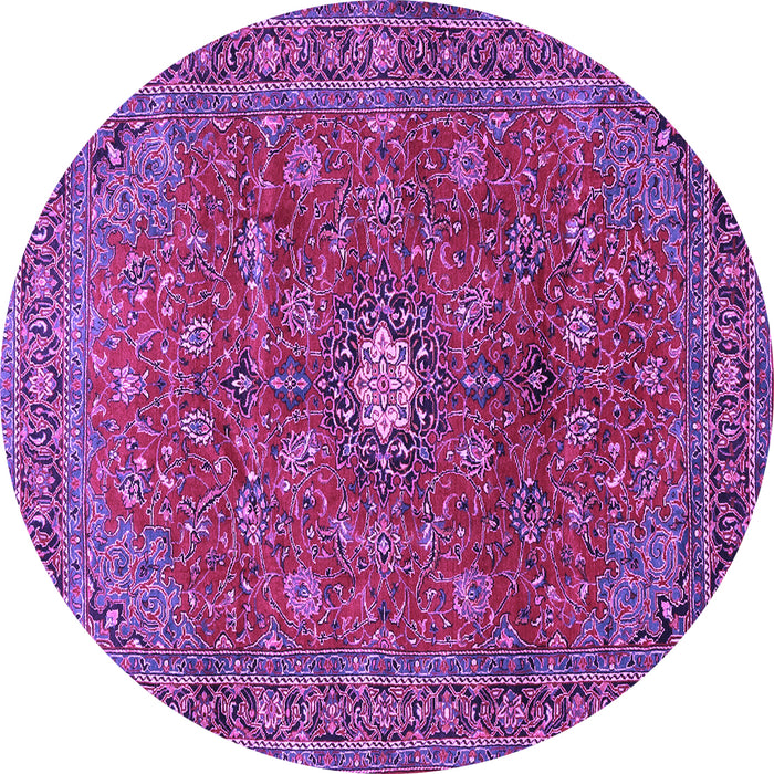 Round Machine Washable Persian Purple Traditional Area Rugs, wshtr1382pur